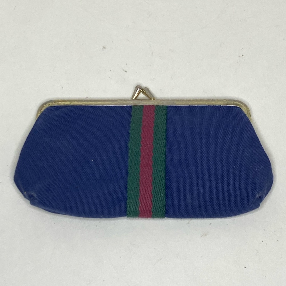 Vintage Eyeglasses Case Blue Canvas Metal Clasp Padded Rosanne Cases For Marchon